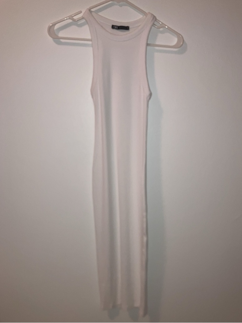 White Ribbed Racerback Midi Dress